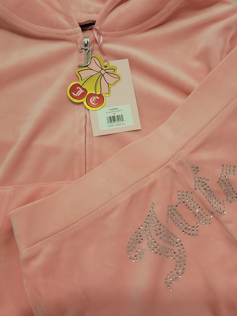 Juicy Couture Flamingo Velour Hoodie & Pants Set - M - Picture 4 of 4